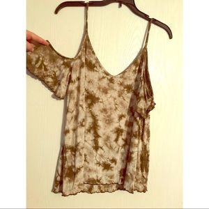 Olive green tie dye American Eagle cold shoulder.